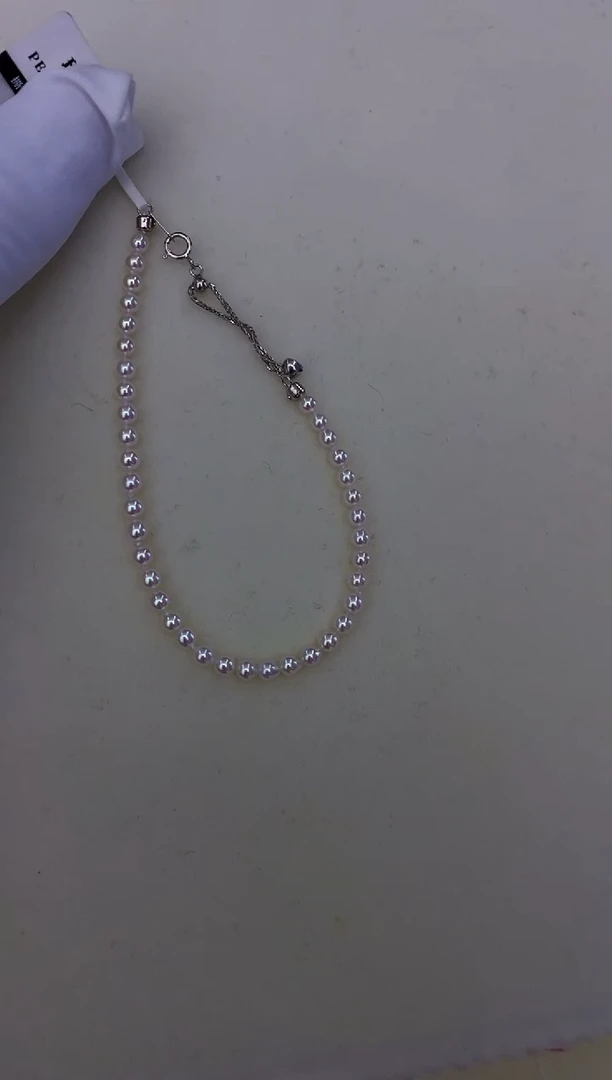 未镶嵌akoya手链海水珍珠3.5-4mm