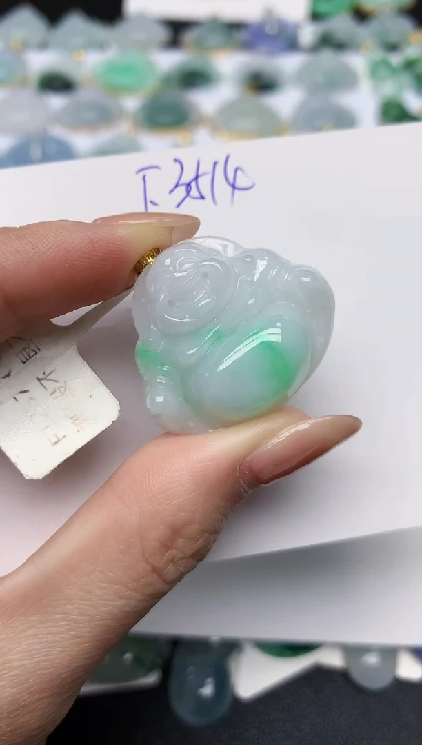 颈饰18K金镶嵌翡翠天然缅甸A货翡翠百元以上9元证书费自理