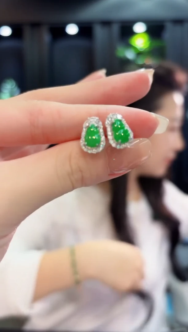 未镶嵌翡翠耳饰 缅料A货/支持复检/一件