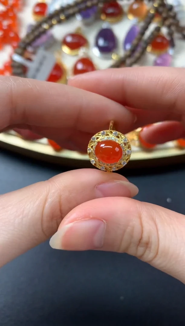 【闪购商品】南红玛瑙戒指银S925镶嵌Z298|168