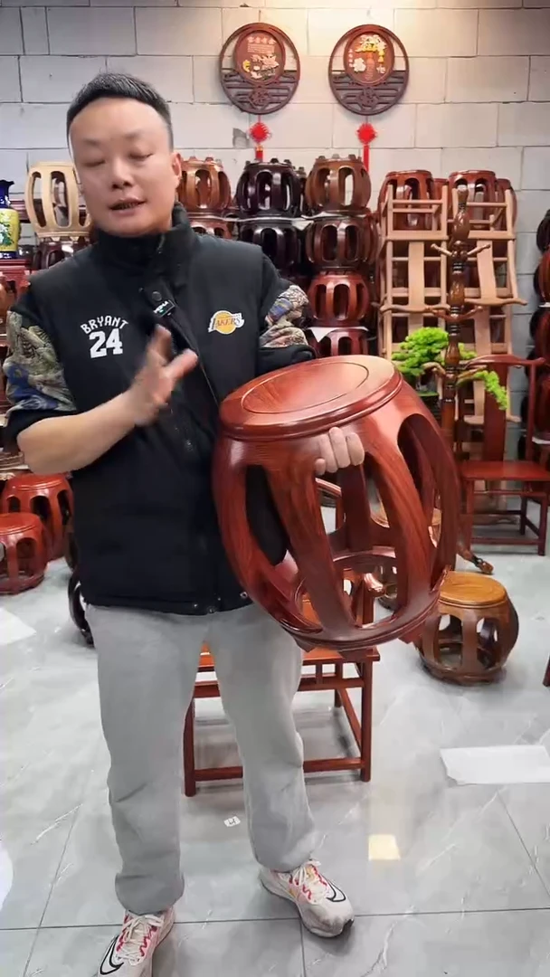【闪购商品】花梨木类家具花梨木花梨色大号鼓凳3个