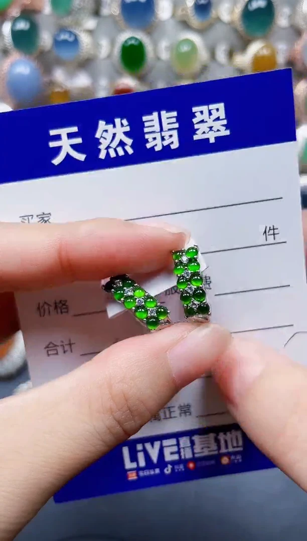 银S925镶嵌翡翠耳饰615