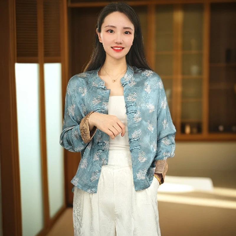 【雾兰冰雪】气质中国风时尚上衣长袖女装夏季提花开衫中式外套