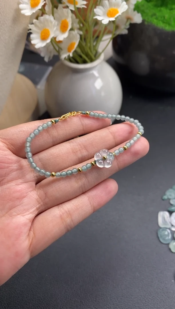 散珠翡翠花花手串