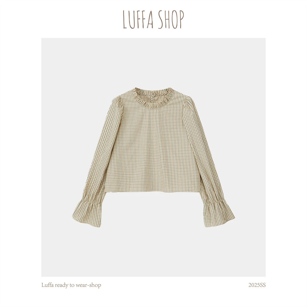 【Luffa shop】“温莎学院”甜美时尚格子长袖衬衫CS20240729