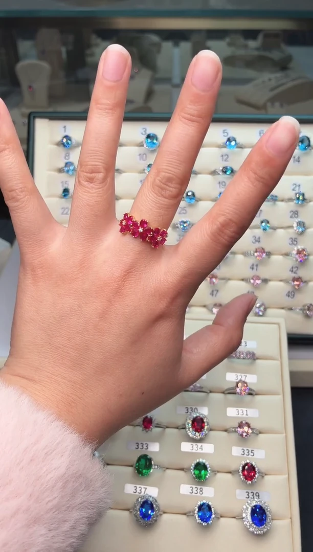 银S925镶嵌戒指红宝石00