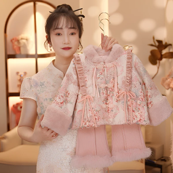 【现货】【Y.g5848】25冬新款女童国风套装复古女宝重工长裤套装中式