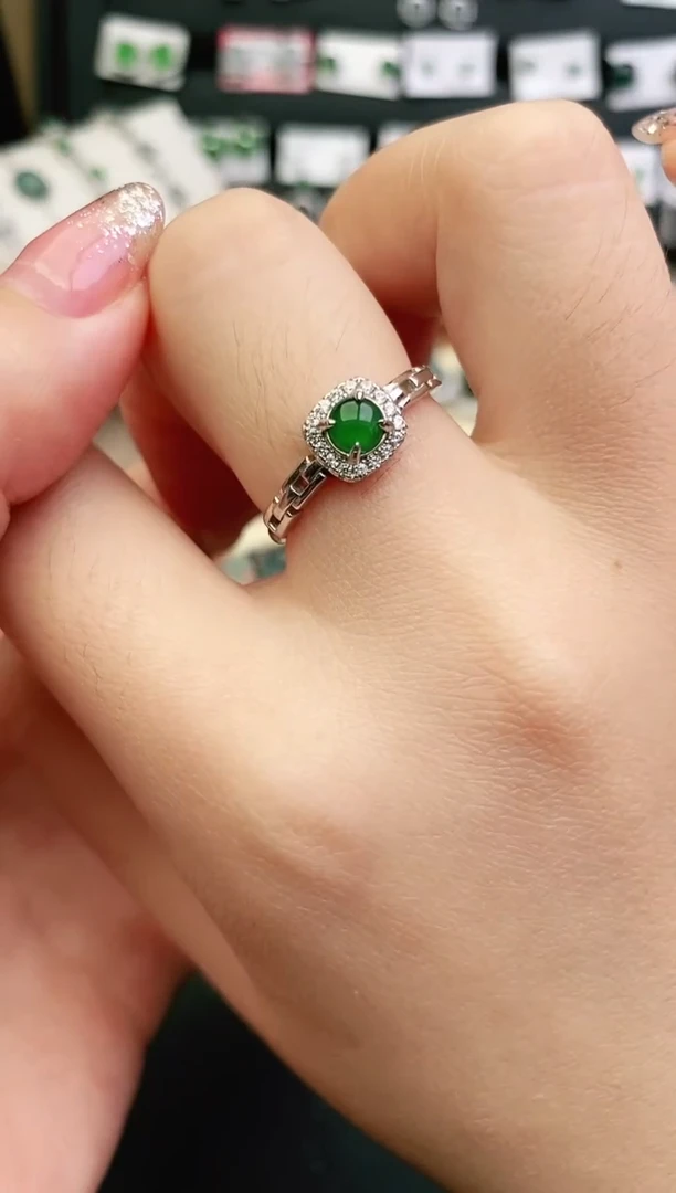 银S925镶嵌戒指翡翠0