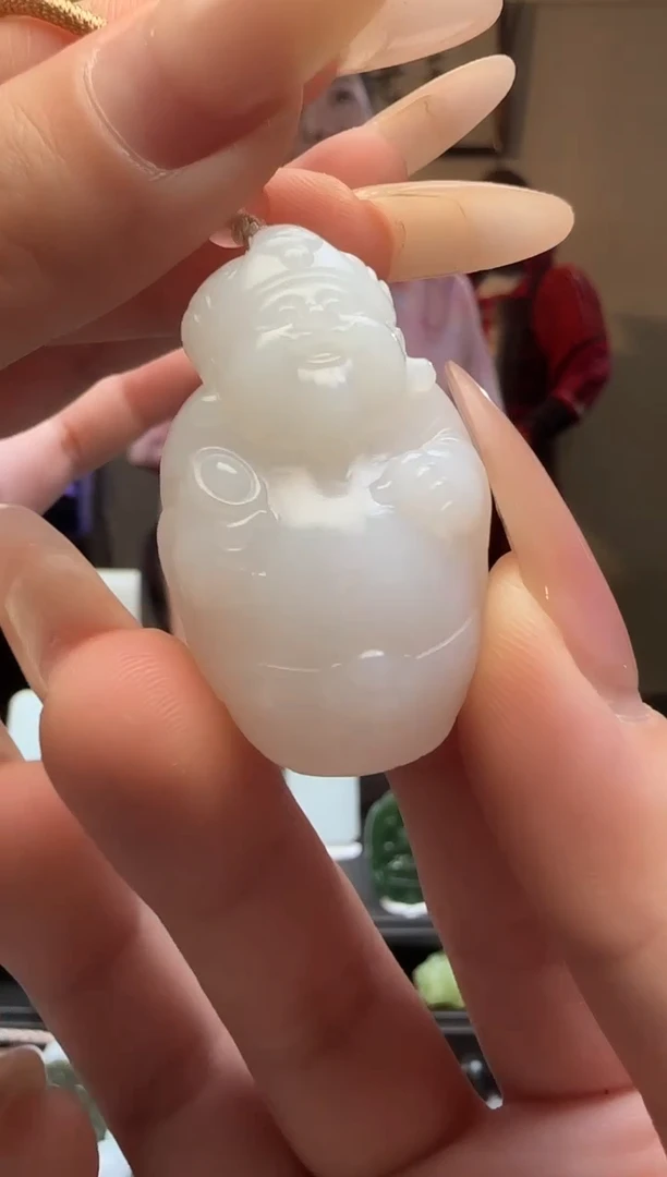 【闪购商品】和田玉白玉财神未镶嵌吊坠