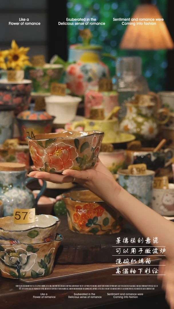 陶瓷景德镇高温釉下彩手工手绘款式