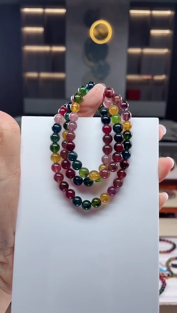 未镶嵌三圈手串碧玺（多样性发一条）Q