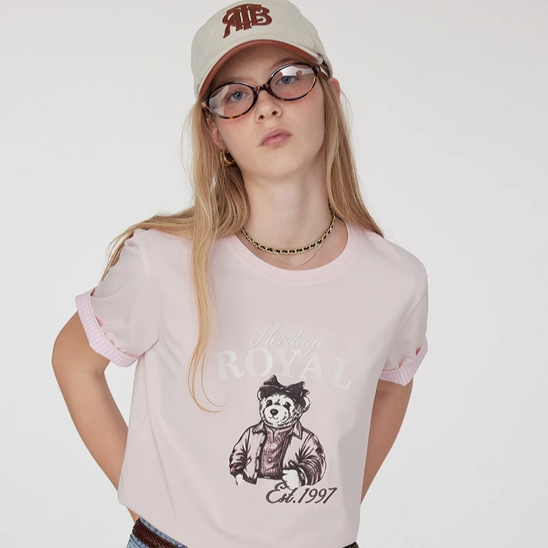 Teenie Weenie小熊女装夏季新款圆领宽松短袖T恤 TTRW252501W