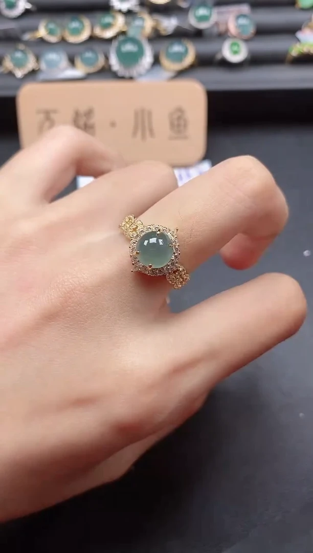 翡翠戒指银S925镶嵌5151-20