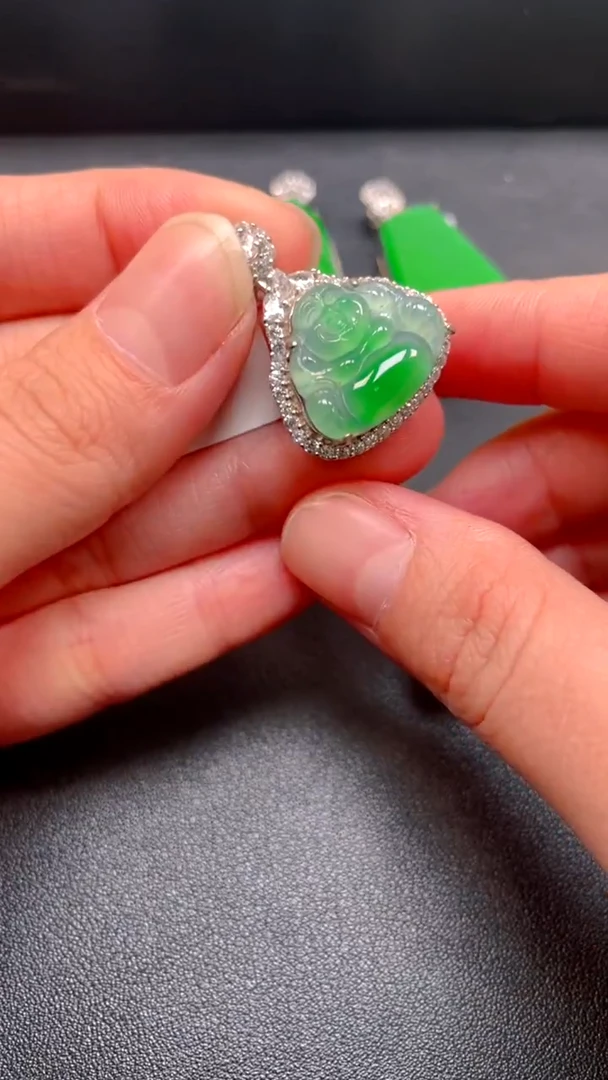 吊坠(不含链)银S925镶嵌翡翠吊坠