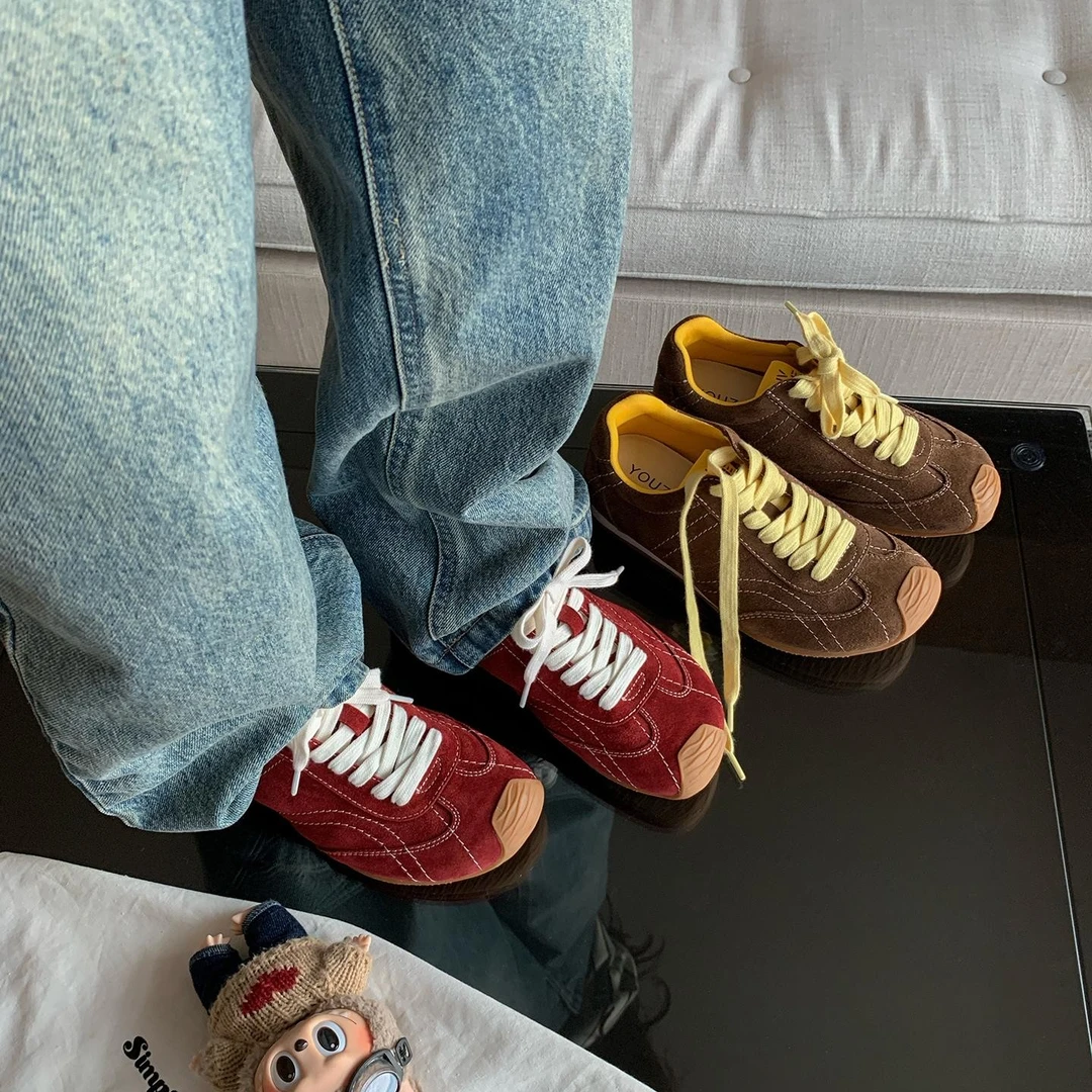 柚子初 运动鞋2025秋季新款芒果头休闲鞋软底丑萌阿甘鞋