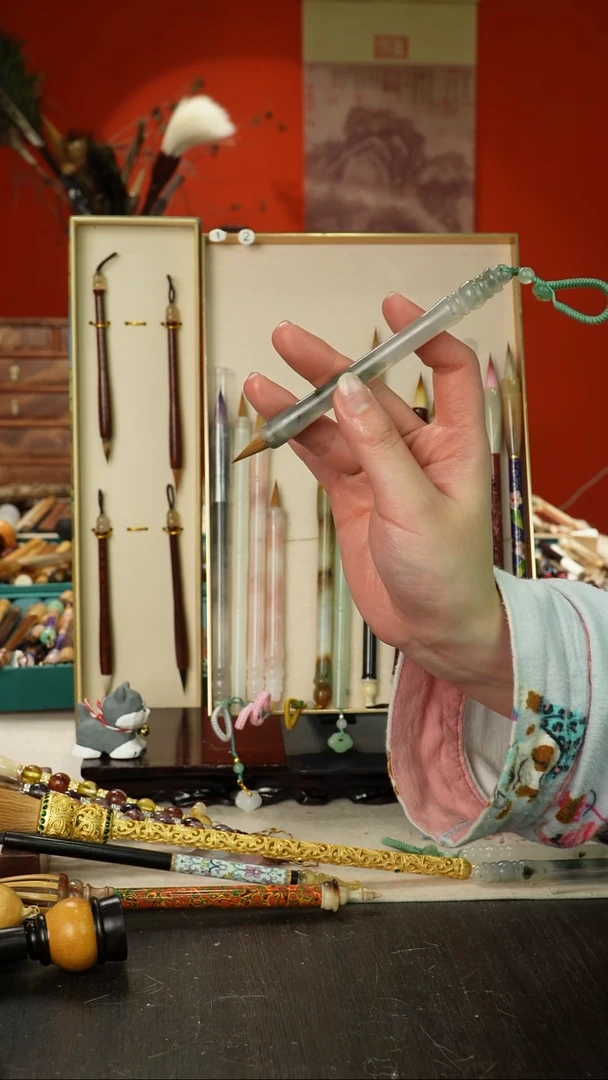 136号孤品高货毛笔链接 清水试笔 蘸墨不退