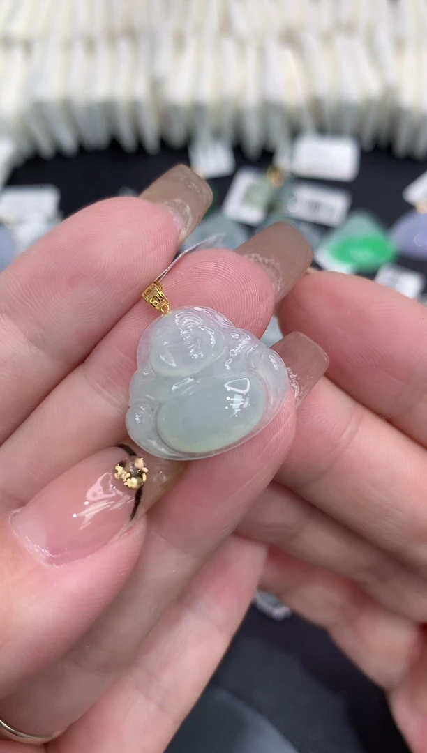 吊坠(不含链)18K金镶嵌翡翠111