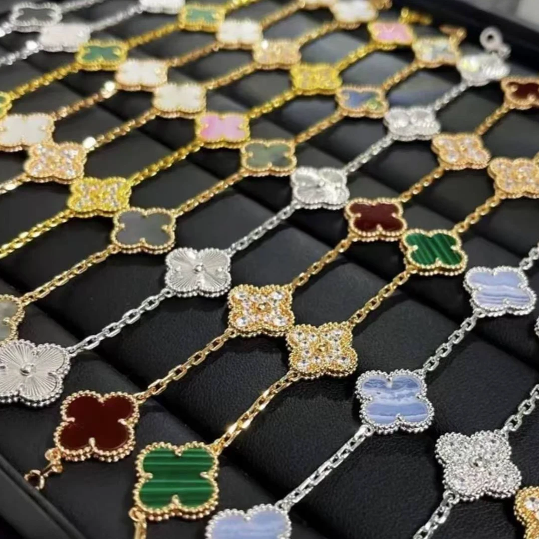 铜合金手链 miyo/高版本五花幸运四叶草手链S10高保色气质饰品