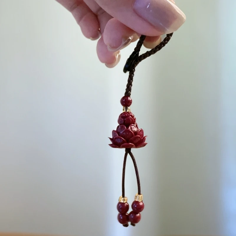 天然辰砂紫金砂莲花手机挂饰汽车钥匙扣时尚百搭饰品