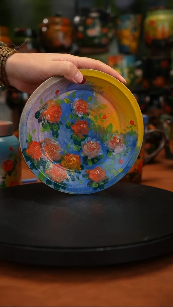 紫砂油画釉下彩手绘