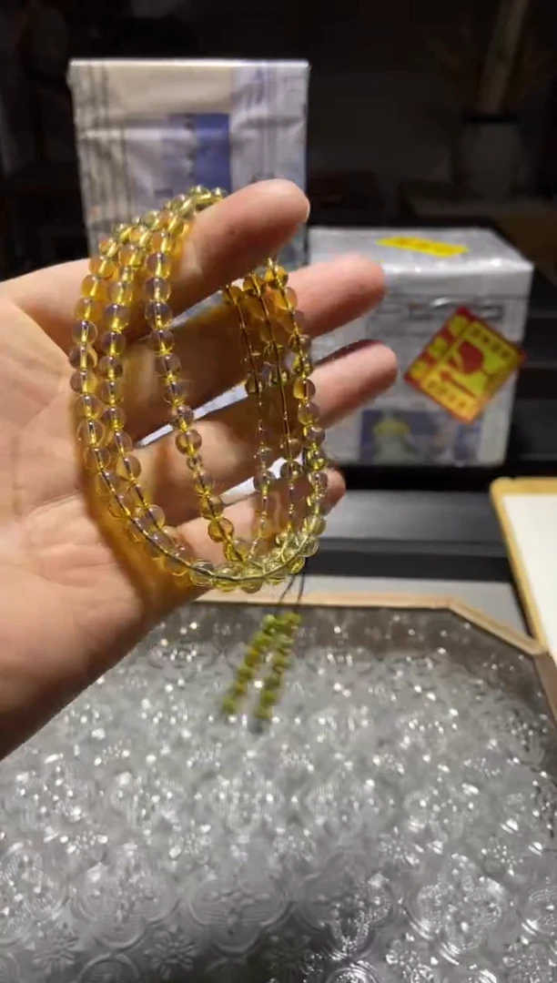 琥珀颈饰未镶嵌5+净水金蓝108【多样性发货其中一条】