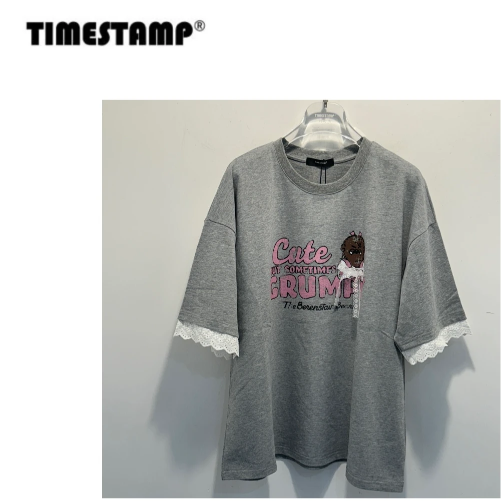 【TIMESTAMP】2025/685073泡菜国早春新款设计感蕾丝小熊T恤