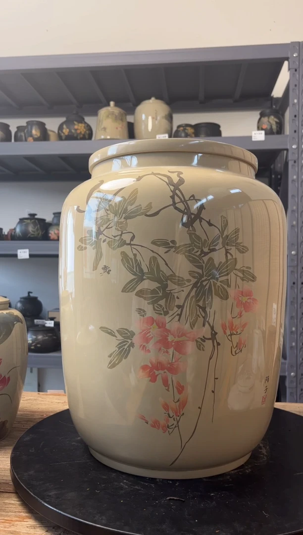 建水紫陶白泥亮光精品茶罐