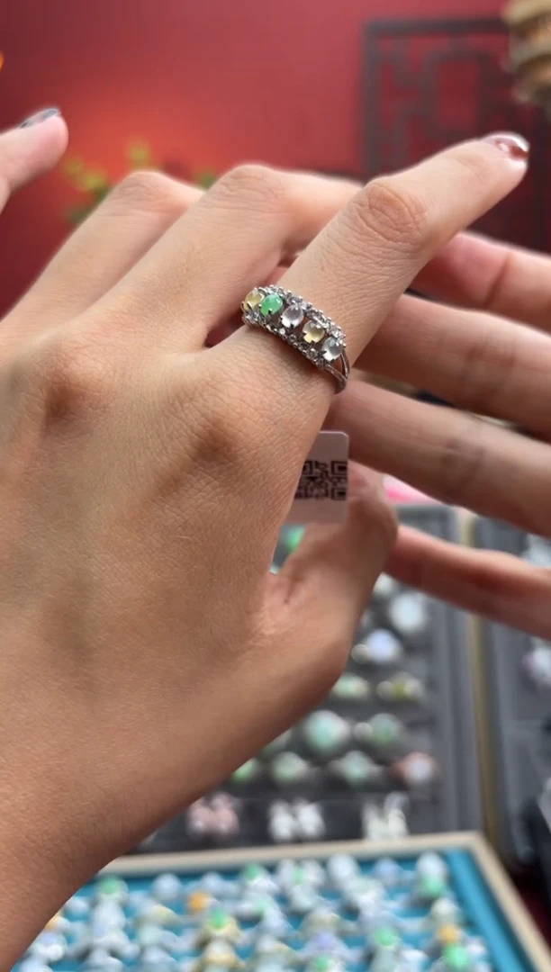 银S925镶嵌戒指翡翠004580r