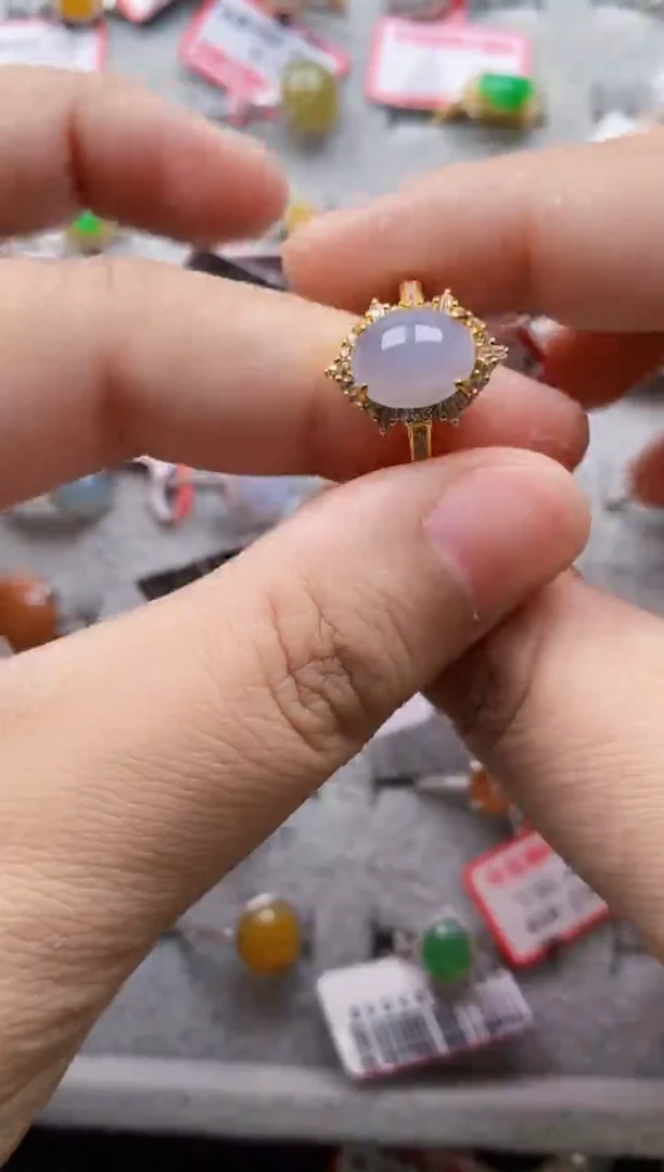 翡翠戒指银S925镶嵌7777---6