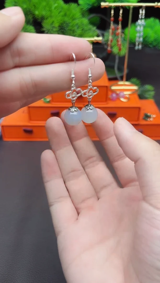 玛瑙/玉髓耳饰银S925镶嵌101