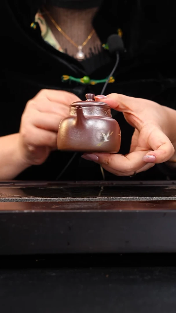 茶壶紫砂红皮龙柴烧泥绘言心140cc