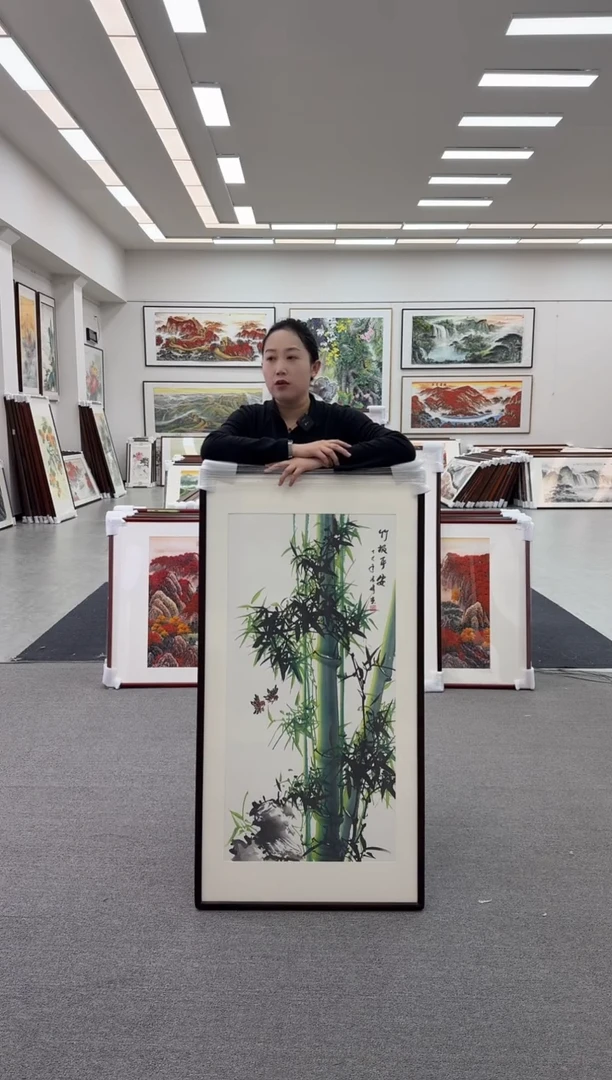 国画手绘 竹报平安 125*65