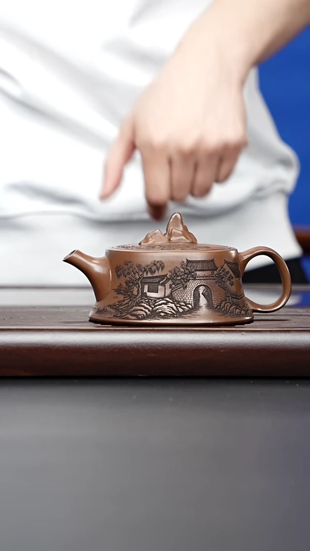 茶壶紫砂宜兴紫砂 观山柱础壶260cc 蒋华