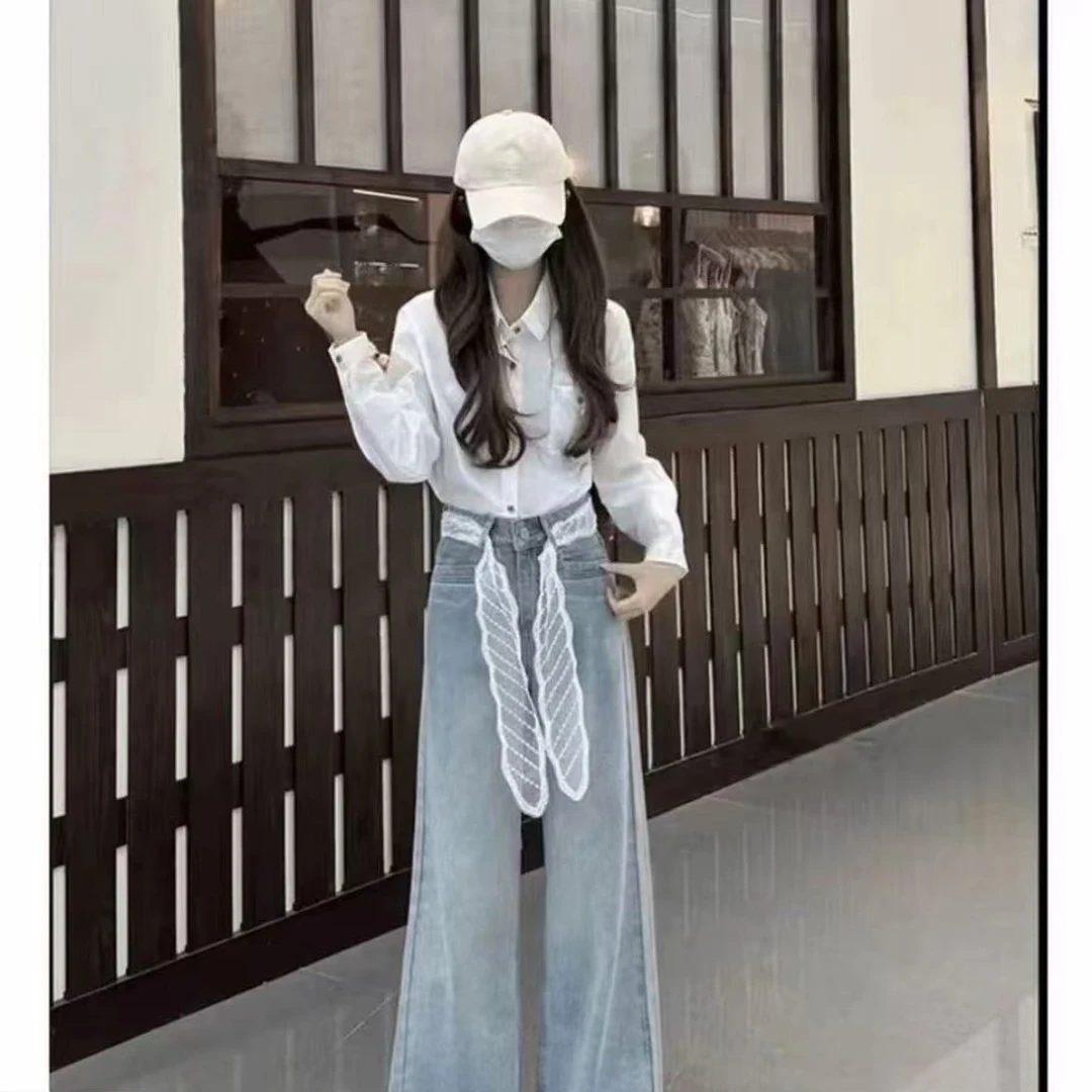 「运费险+送腰带」莱赛尔天丝夏季薄款牛仔裤女高腰垂感阔腿裤子