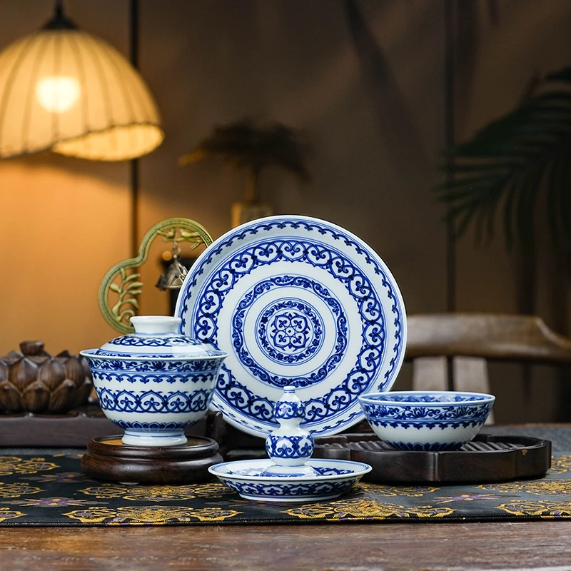 刘建锋窑八宝相纹套组陶瓷中式茶具茶瓷喝茶品茗LJF320