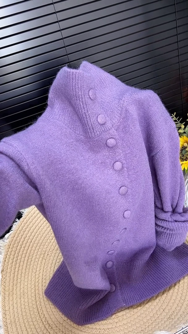 2025秋冬款时尚高领毛秋季套头款毛针织衫圆领女装厚款保暖半高领