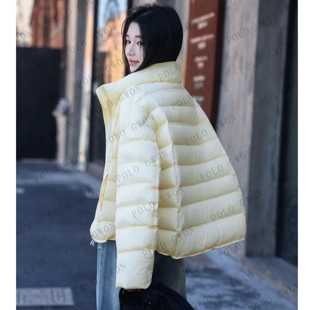 假一赔三新国标90%白鸭绒+可溯源安心绒羽绒服女短款排骨款立领