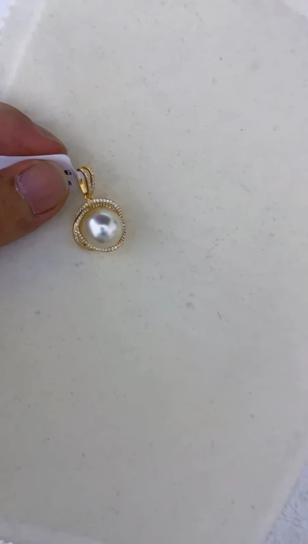 海水珍珠银S925镶嵌颈饰吊坠13-14