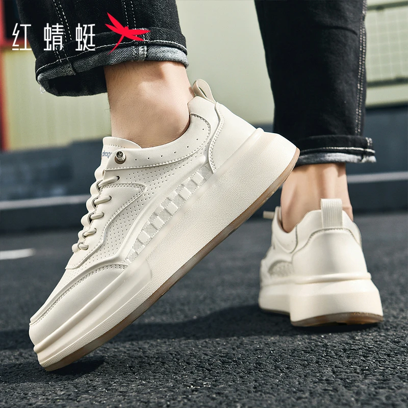 红蜻蜓男鞋2025秋季新款透气免系带休闲百搭时尚板鞋小白鞋运动鞋
