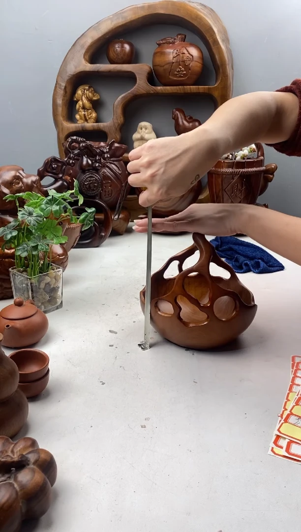 香樟木A34树藤提篮/尺寸18*17*20