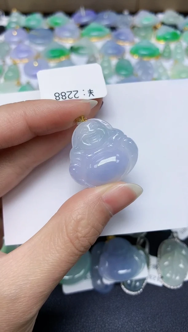 翡翠18K金镶嵌颈饰天然缅甸翡翠A货