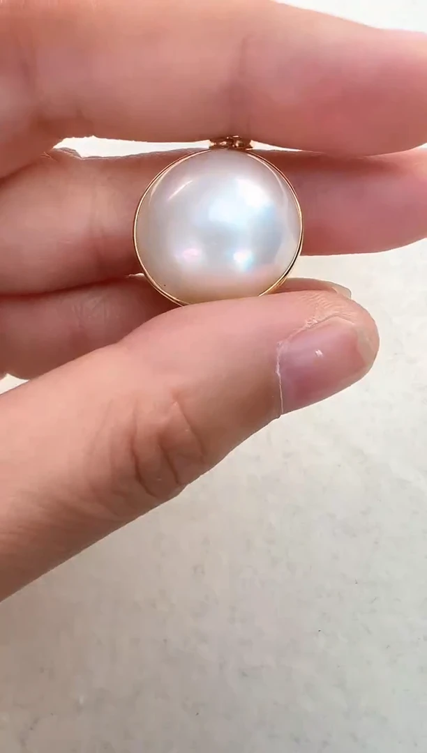 【闪购商品】拼合珍珠（马贝珠）颈饰18K金镶嵌18-19万能扣