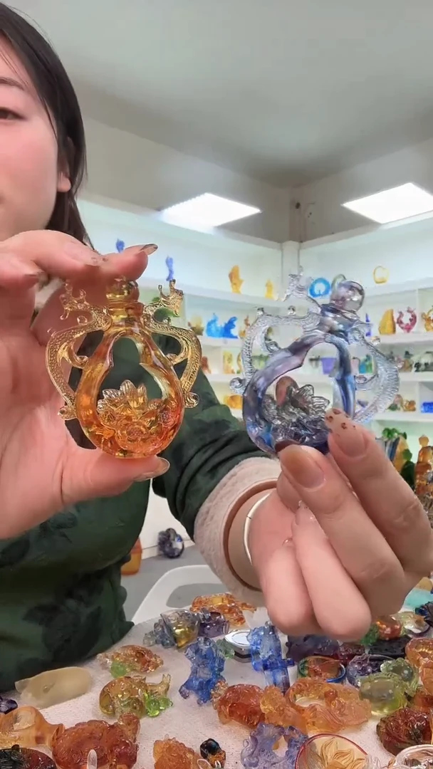 手工艺品琉璃黄色+蓝色