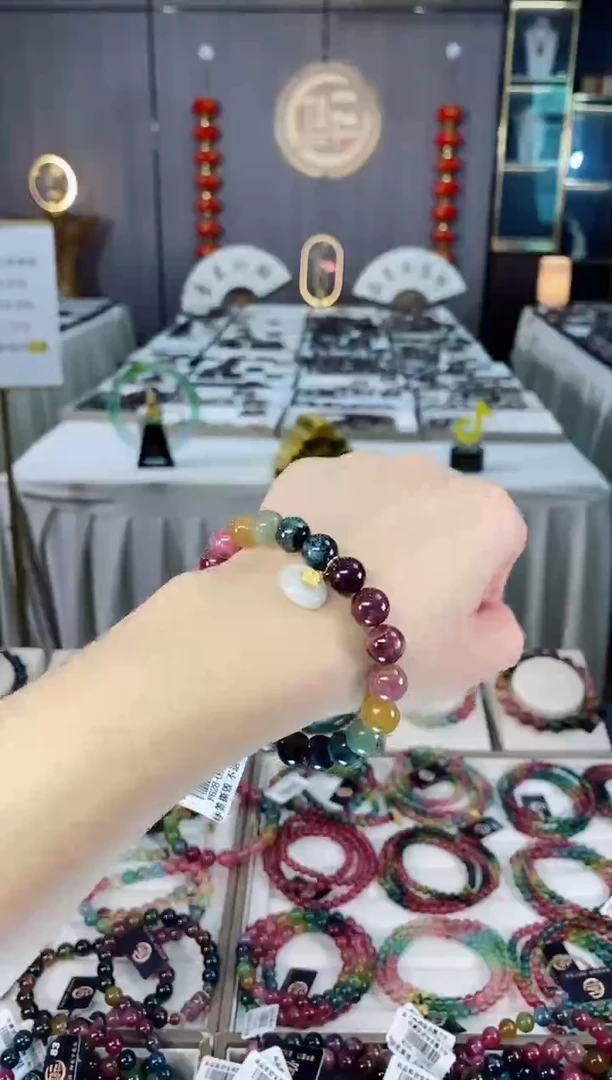 未镶嵌收藏级老矿碧玺单圈手串9mm+碧玺hon多样性发货一条