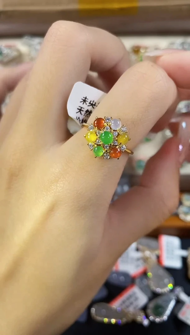 银S925镶嵌戒指翡翠天然A货翡翠11