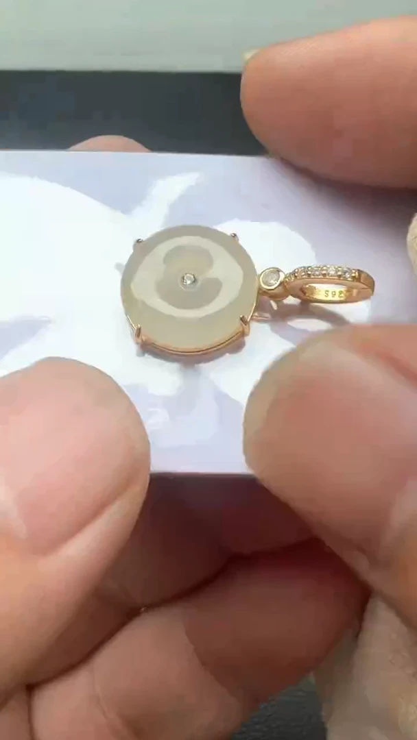 颈饰银S925镶嵌翡翠翡翠平安扣吊坠