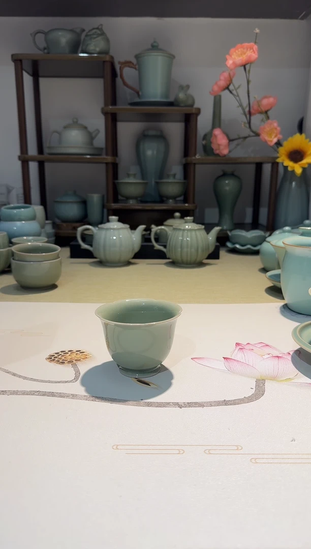 其他49花神杯 主人杯品茗杯 豆绿釉不开片 一级精品一