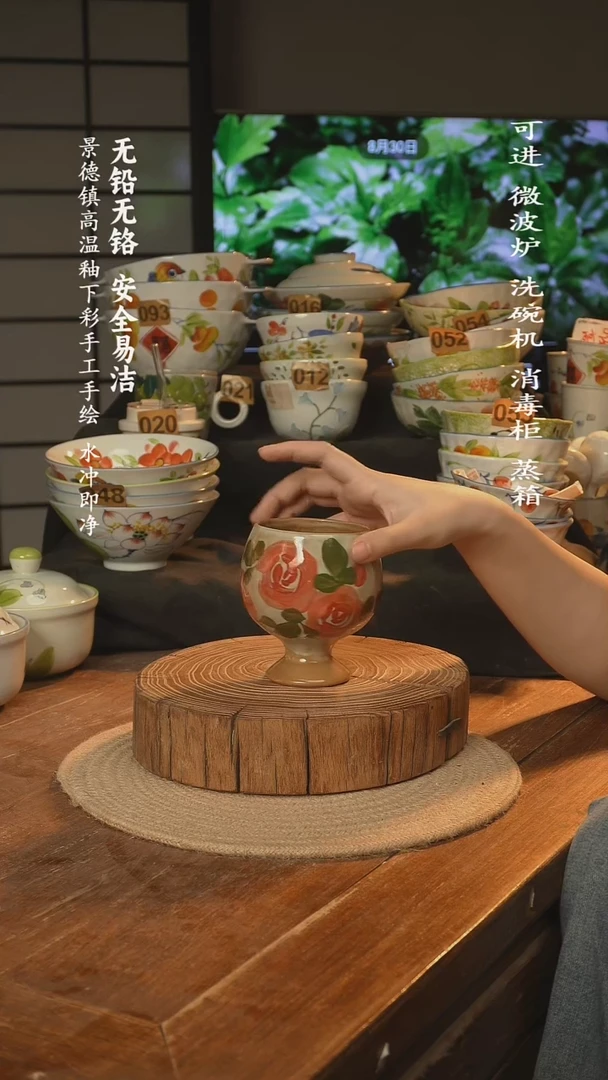 瓷景德镇高温瓷釉下彩手绘陶瓷