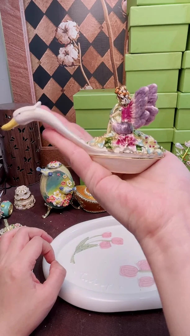 锌合金珐琅彩首饰盒摆件默认微瑕不退不换～