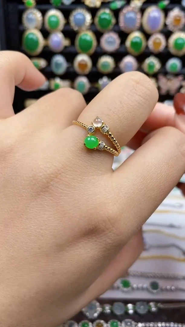 银S925镶嵌戒指翡翠7006